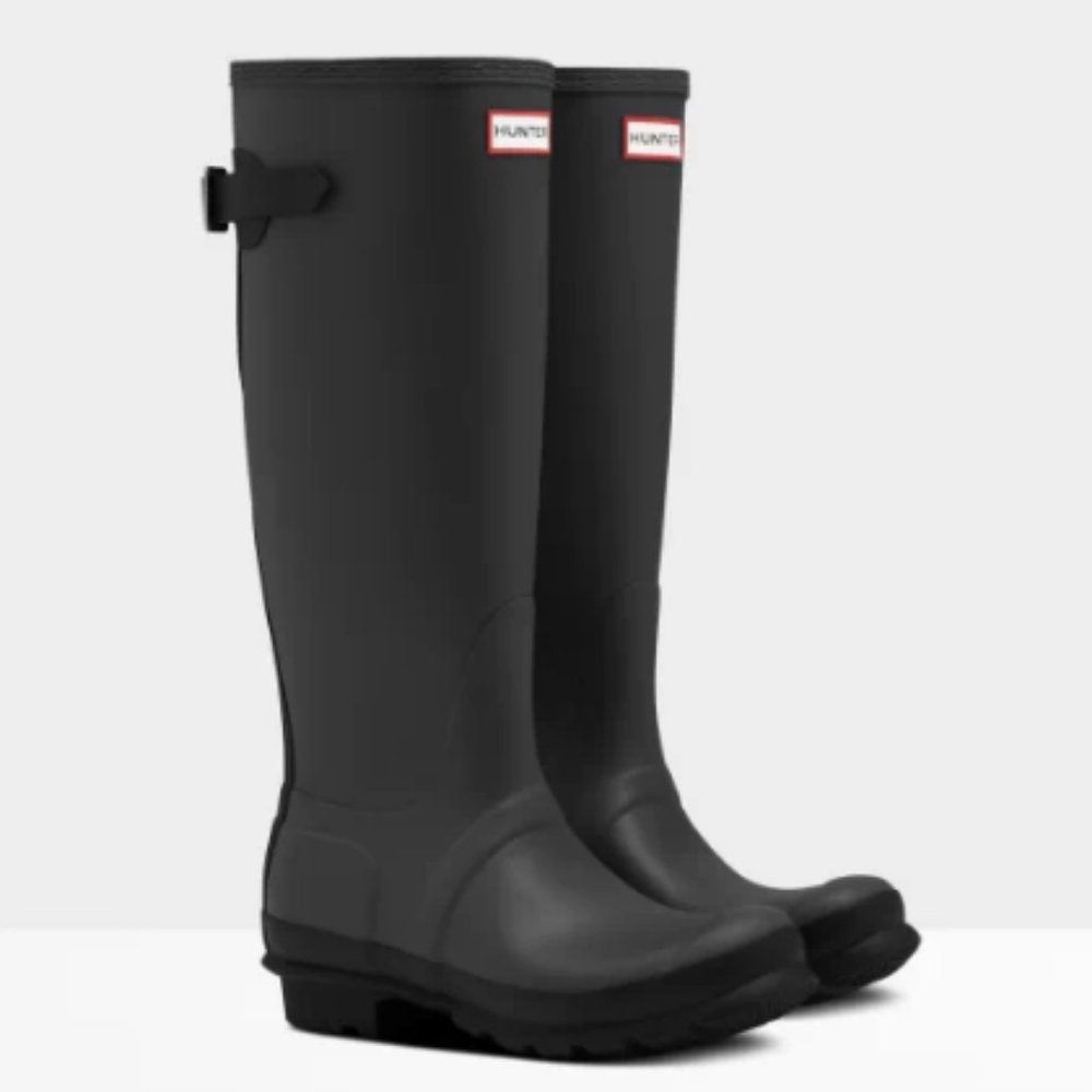 Hunter Original Back Adjustable Wellington Boots in Luna/Black Size 9